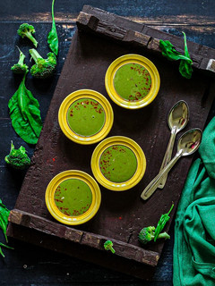 A picture of Spinach Broccoli Almond Soup.