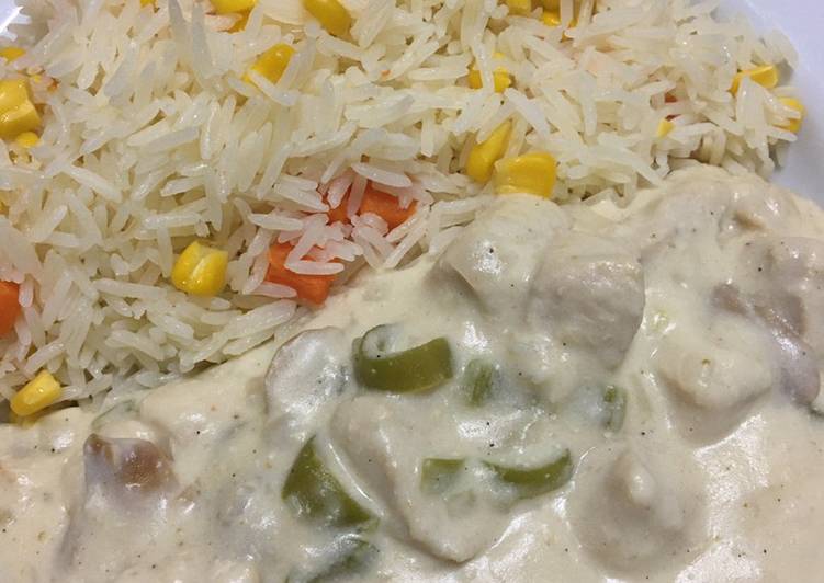 رز مع دجاج بالكريمة 🍚🍗