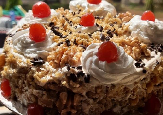 Recipe of Speedy Black forest cake stuff California crunchy walnuts cake