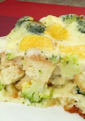 Фото Хлебный пудинг с сыром и брокколи | Bread рudding with cheese and broccoli.