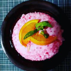 A picture of Strawberry Sago Custard Pudding.