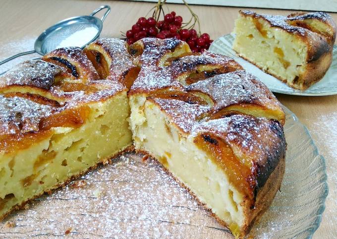 Рецепт творожного пирога со сливами - рецепт с фото
