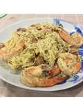 สปาเกตตีกุ้งซอสครีมกระเทียม