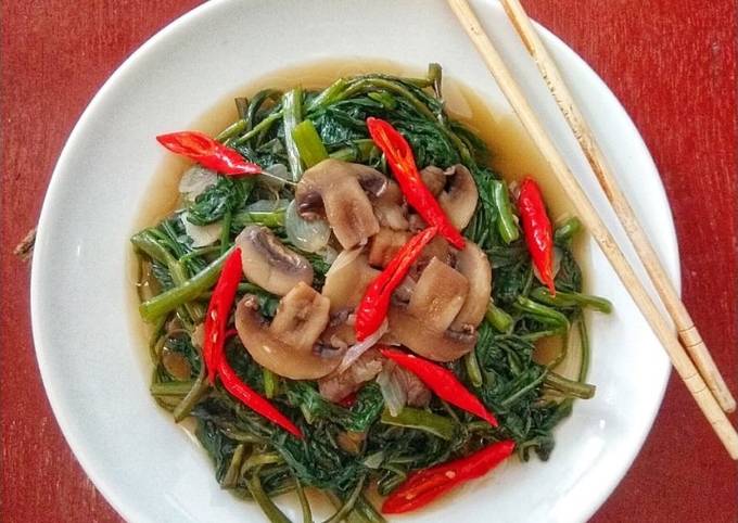 Resep Tumis Kangkung Jamur Kancing yang Bisa Manjain Lidah