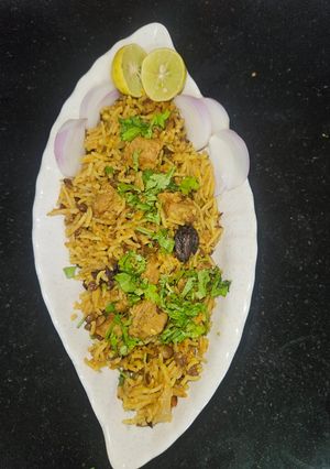 A picture of Healthy masoor soya nuggets biryani.