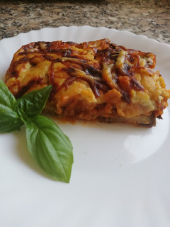 Una foto de Lasagna vegetal de berenjena y soja texturizada