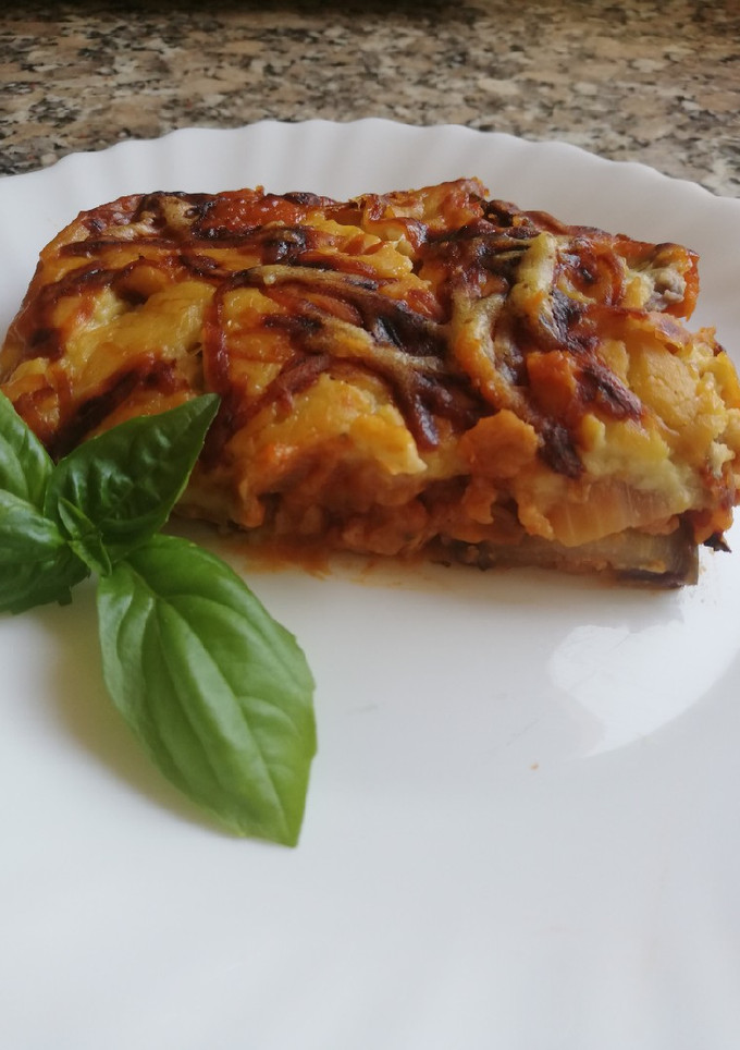 Una foto de Lasagna vegetal de berenjena y soja texturizada