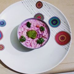 A picture of Beetroot & Carrot Raita.