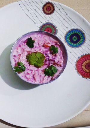 A picture of Beetroot & Carrot Raita.