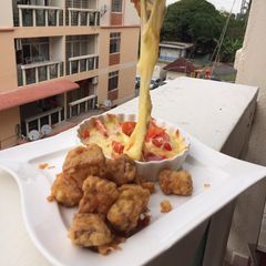A picture of Fried Roasted Pork With Baked Mozzarella.