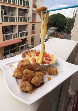 A picture of Fried Roasted Pork With Baked Mozzarella.