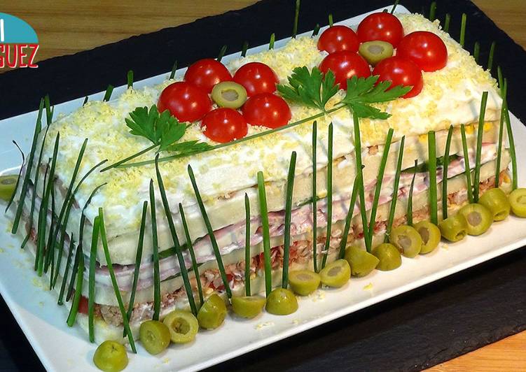 Pastel frío con atún o sandwichón de atún, fácil y económico