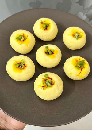 A picture of Kesar Mishri Peda.