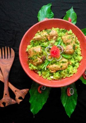 A picture of Spinach-Chicken Rice.