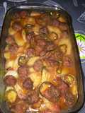 Baked Potato and Tomato Casserole with Kofta