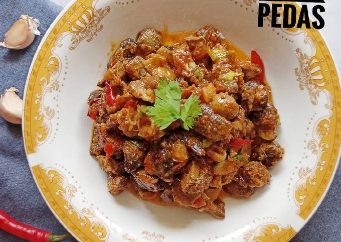 Bagaimana Membuat Ati ampela masak pedas, Sempurna