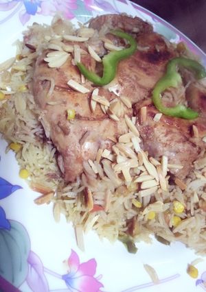 صورة لوصفة دجاج ورز بالقصدير 😋😋