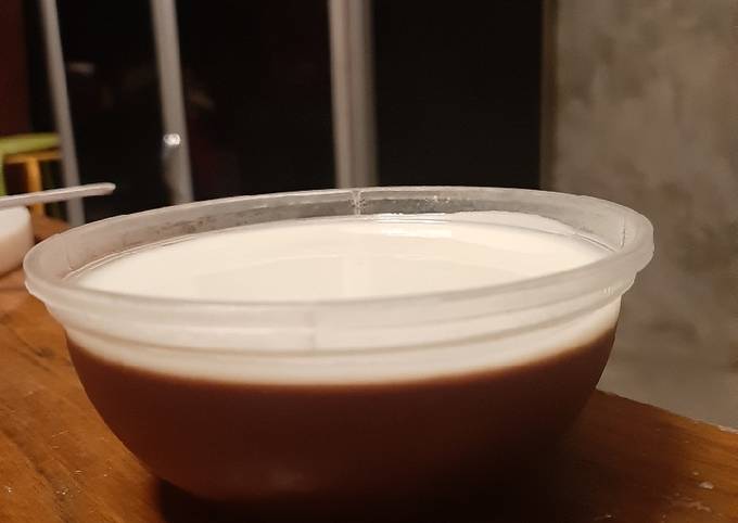 Puding milo coklat vla vanila