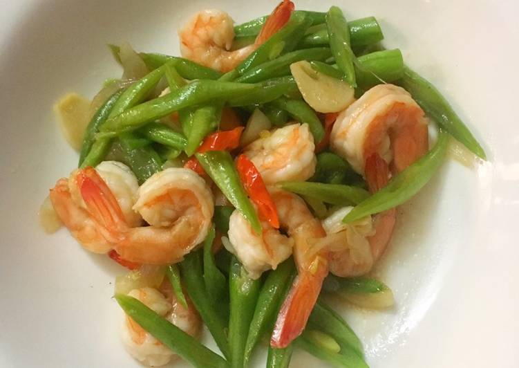 Tumis Buncis Udang Saos Tiram