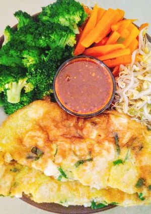 Foto resep Omellete tahu telor + pecel sayur