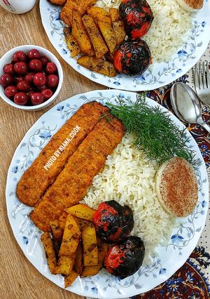 عکسی از دستور ❤️کوبیده مرغ (فرپز) همراه سیب زمینی تنوری🥰
