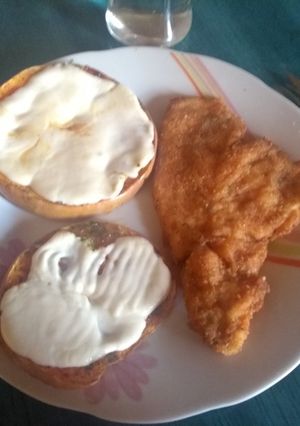 Una foto de Mila de pollo con zapallo al horno