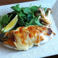 Broiled Spanish Mackerel with Savory Miso-Mayo & Melted Cheese A picture of Broiled Spanish Mackerel with Savory Miso-Mayo & Melted Cheese.