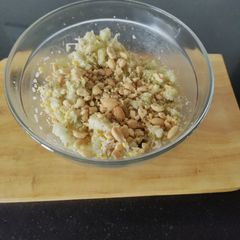 A picture of No oil no boil Koshambari moong dal cucumber salad.