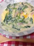Omurice with Spinach Cream Sauce