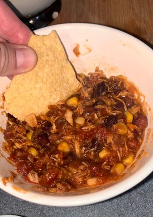 A picture of Quick & Easy Slow cooker Chicken Taco Soup.