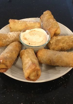 A picture of Tuscan Beef Shortrib Egg rolls.