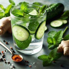 Refreshing Mint & Cucumber Detox Water: A picture of Refreshing Mint & Cucumber Detox Water:.