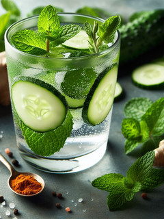 A picture of Refreshing Mint & Cucumber Detox Water:.