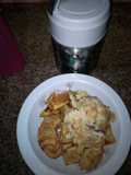 Potatoes and fried eggs