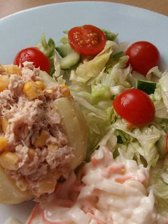 A picture of Vickys Cheats Baked Potatoes (Microwaved) GF DF EF SF NF.