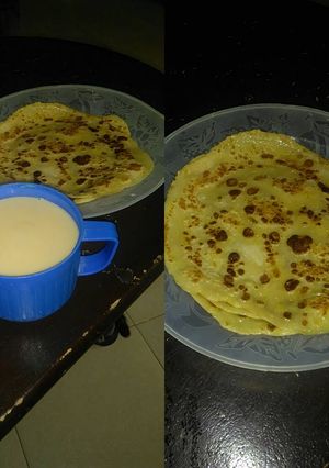 A picture of Tea with pancakes.