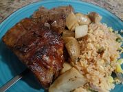 Una foto de ribs de cerdo a la mostaza