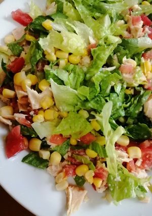 A picture of Tuna Salad with Vegetables and Corn.