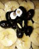 Ensalada oveja con plátano, uvas y olivas negras de Aragón