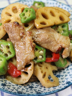蓮藕秋葵燒肉片 的食譜成品照片