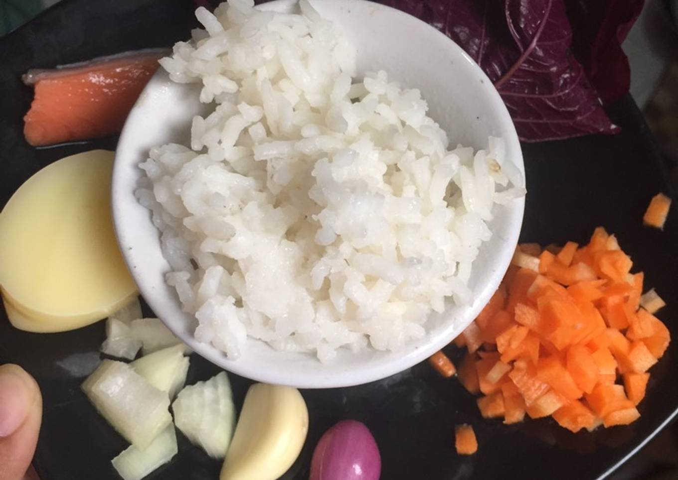 Salmon bayam merah mpasi6+