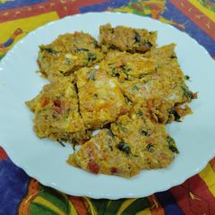 A picture of Sindhi style Egg omelette.
