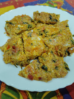 A picture of Sindhi style Egg omelette.