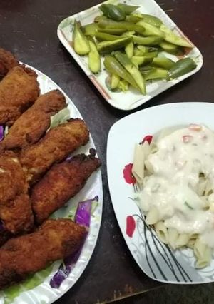 صورة لوصفة كوردن بلو 😋😋 ومعكرونة وايت صوص 🥰🥰