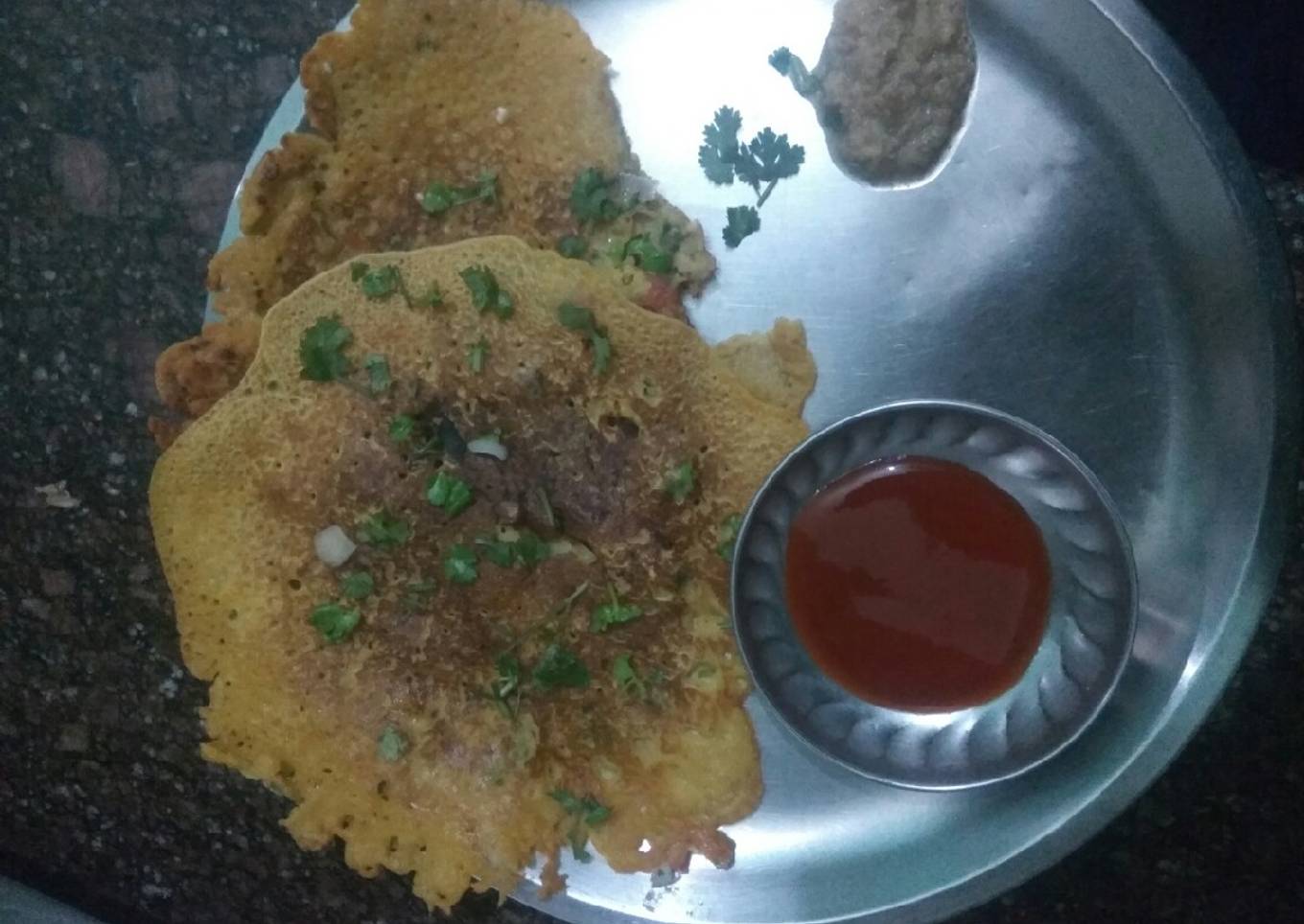 Besan chilla with sauce and Amla chutney