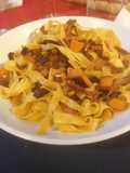 Tagliatelle con zucca e guanciale