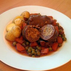 A picture of Vickys Scottish Beef Olives with Onion Gravy, GF DF EF SF NF.