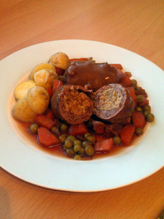 A picture of Vickys Scottish Beef Olives with Onion Gravy, GF DF EF SF NF.