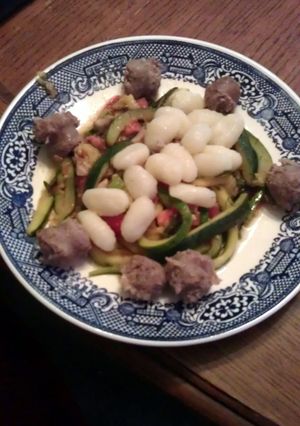 A picture of Gnocchi with zucchini ribbons and parsley Brown butter.