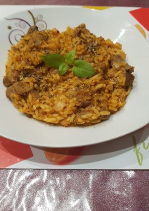 O poză a rețetei Orez cu ciuperci și pipote.